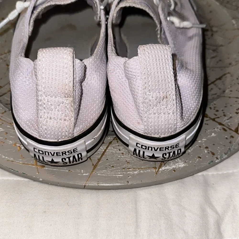 Converse 7 Women’s White Textured Canvas Slip On Lace up Skateboard Shoes Sneaks